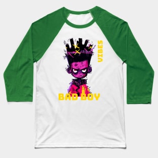 "Bad Boy Vibes" - Rebellious Attitude Art Print Baseball T-Shirt
